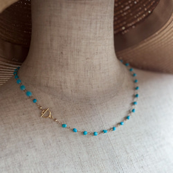 14kgf*スリーピングビューティーターコイズのマンテルネックレス 4枚目の画像