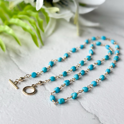 14kgf*スリーピングビューティーターコイズのマンテルネックレス 2枚目の画像