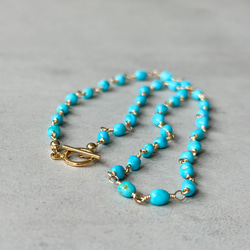 14kgf*スリーピングビューティーターコイズのマンテルネックレス 6枚目の画像