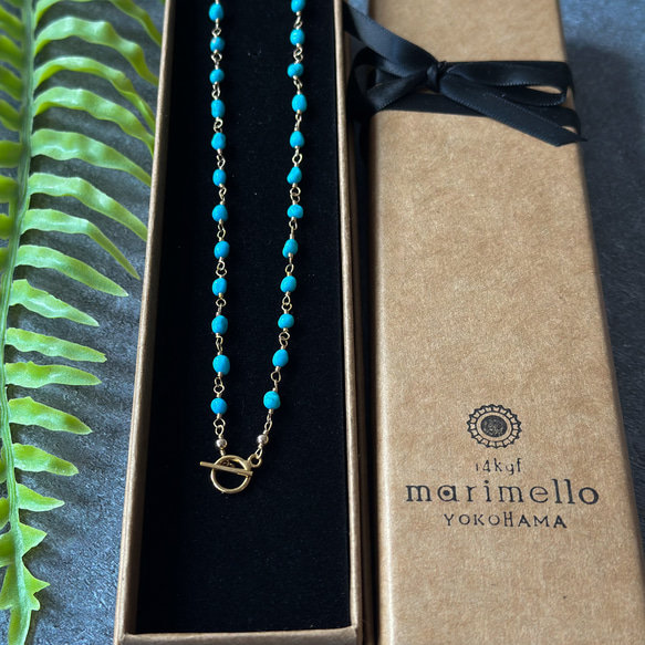 14kgf*スリーピングビューティーターコイズのマンテルネックレス 8枚目の画像