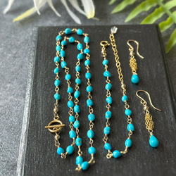 14kgf*スリーピングビューティーターコイズのマンテルネックレス 7枚目の画像