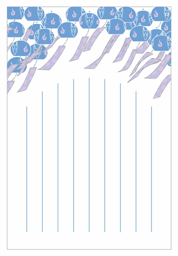藍風鈴狐 ポストカード 5枚セット 暑中お見舞い 残暑お見舞い 夏 狛狐 狐の嫁入り 狐面 キツネ 日本 和 御朱印 3枚目の画像