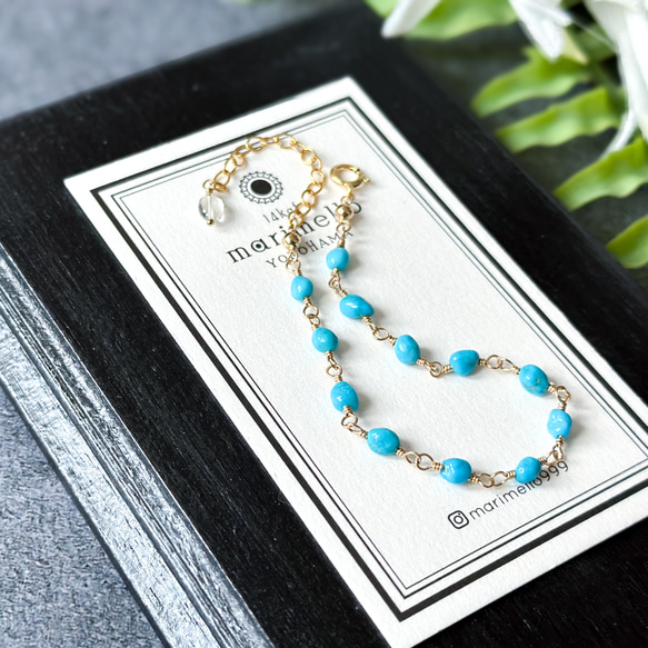 14kgf*スリーピングビューティーターコイズのブレスレット