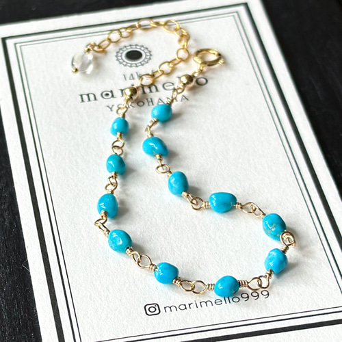 14kgf*スリーピングビューティーターコイズのブレスレット
