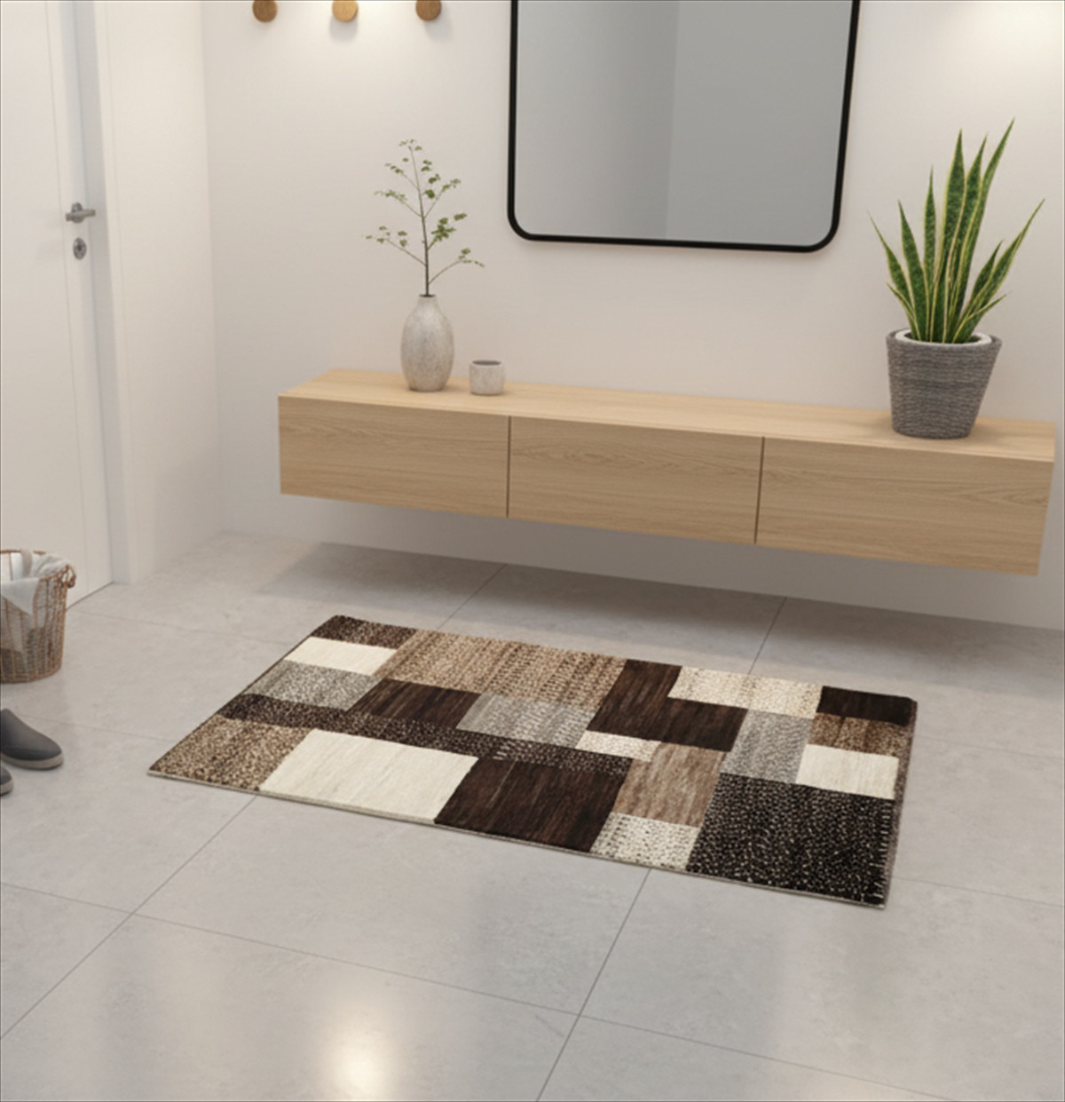 夏は涼しく冬は暖かい　オールシーズン天然無染ラグ　ガゼニラハット　マット　91x62cm　P303