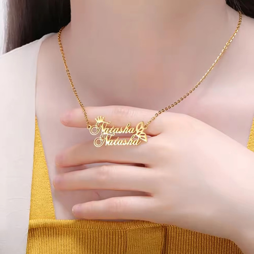 ダブルネームでつくるオーダーネックレス♡名前♡名入れ♡カップルやご