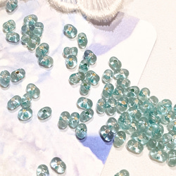 ファルファーレ ターコイズブルー 2✕4㍉ 5g ピーナッツ ビーズ パール ガラス つぶつぶ パーツ 1枚目の画像