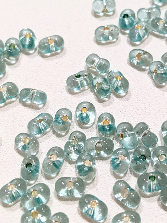 ファルファーレ ターコイズブルー 2✕4㍉ 5g ピーナッツ ビーズ パール ガラス つぶつぶ パーツ 4枚目の画像