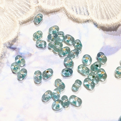 ファルファーレ ターコイズブルー 2✕4㍉ 5g ピーナッツ ビーズ パール ガラス つぶつぶ パーツ 3枚目の画像