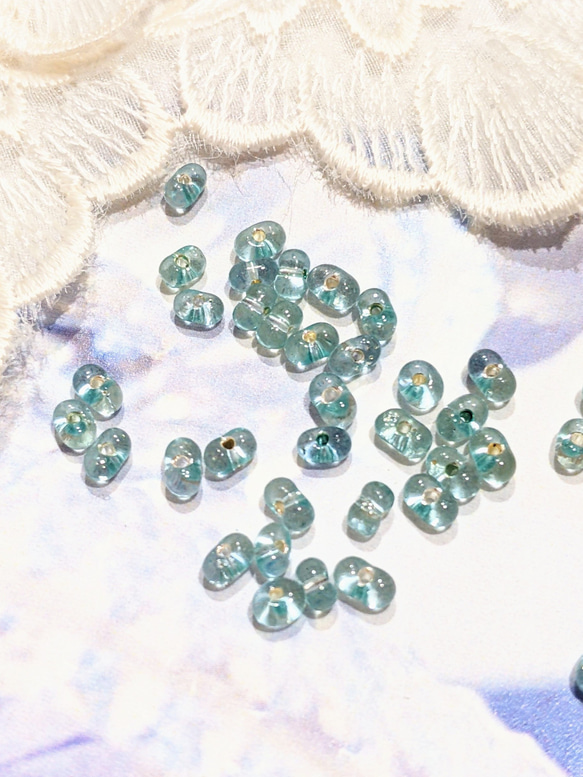 ファルファーレ ターコイズブルー 2✕4㍉ 5g ピーナッツ ビーズ パール ガラス つぶつぶ パーツ 3枚目の画像