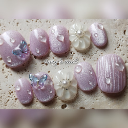 ネイルチップ ニュアンス/ぷっくりフラワー ネイルチップ（つけ爪