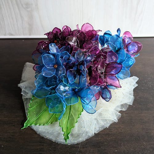 紫陽花灯】◇紫陽花のランプ◇アメリカンフラワー・ディップアート10月