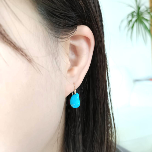 スリーピングビューティーターコイズ ペアシェイプ ピアス｜IDIOS