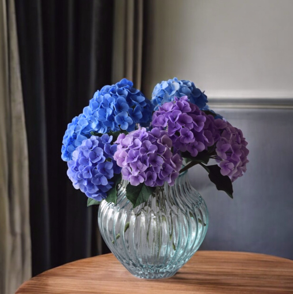 ◆粘土のお花◆ 紫陽花　ブルー＆パープル　パンプキンベース…A1222