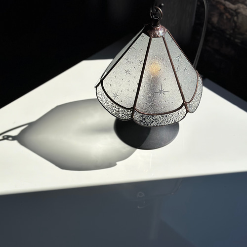 フラワー型】昭和レトロ アンティーク硝子 スタンドランプ（銀河硝子