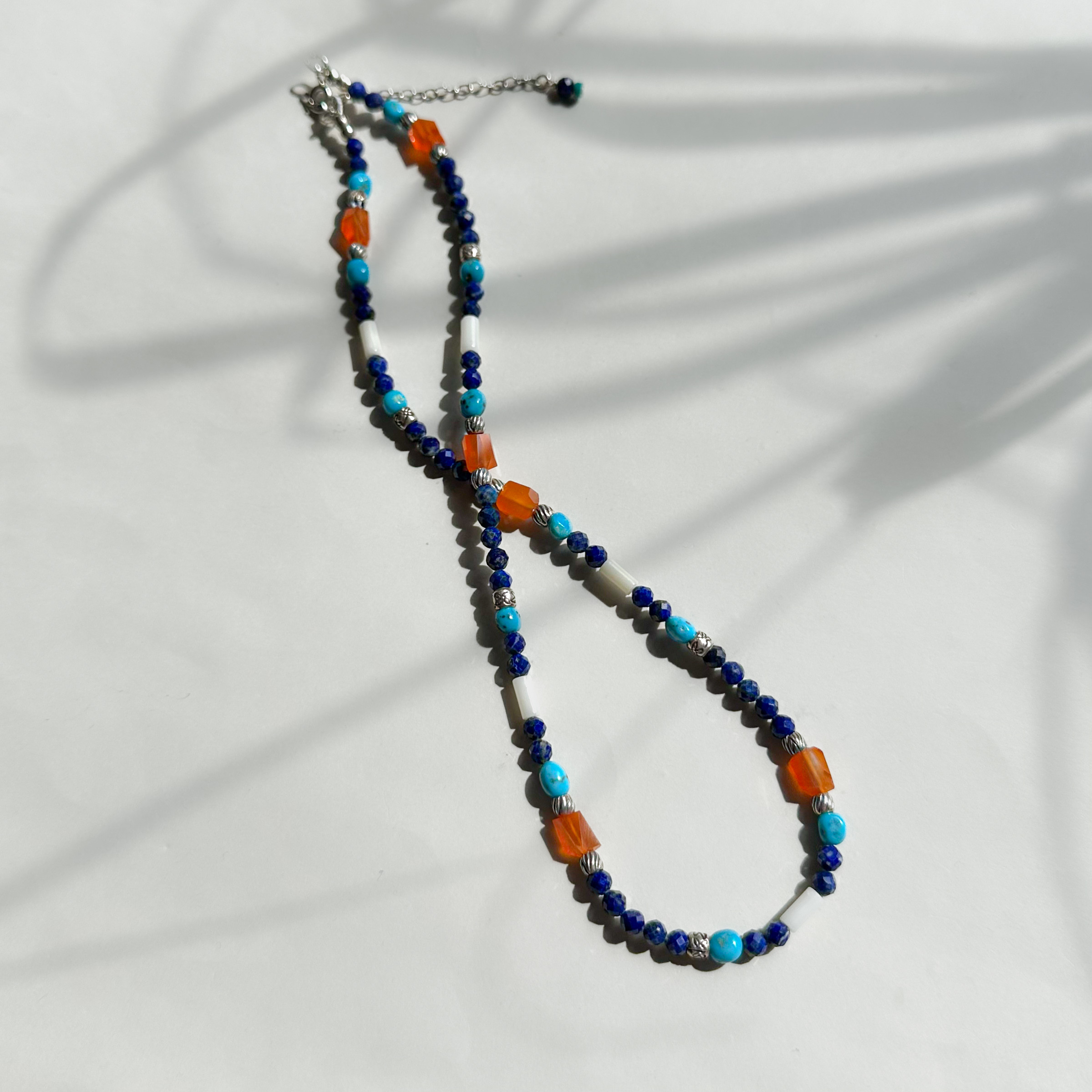 ラピス＋カーネリアン＋スリーピングビューティー 天然石ネックレス SV925 カレンシルバー /長さ変更可