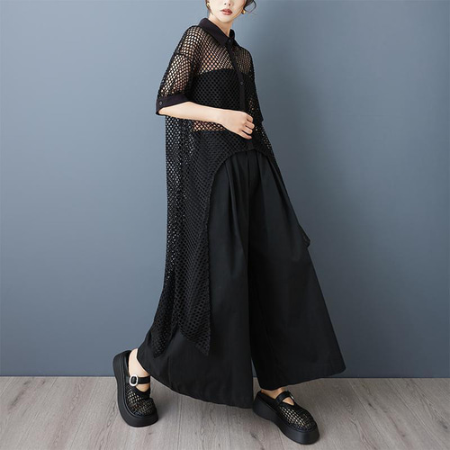 大きいサイズ シアー　ワンピース　シャツ　レディース 春夏　 新品 半袖 シアーシャツ レディース ロング 半袖 シャツ ワンピース シャツ