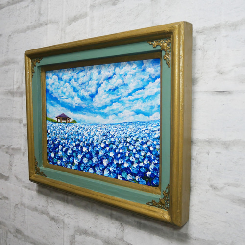 風と光の物語｜100万本のネモフィラ「花の丘」油彩画 インテリアアート