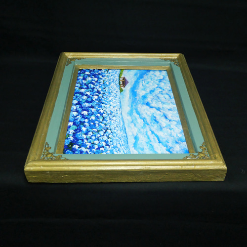 油絵 油彩 油彩画 絵 絵画【青空と雲のネモフィラ】 絵画 HR 通販