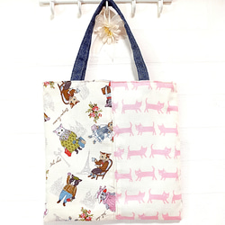 にゃんこ パッチワーク レース♡ ミニトートバッグ 2枚目の画像