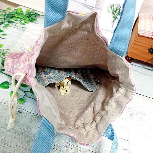 虹色わんこちゃん♡ 巾着ミニバッグ トートバッグ 4枚目の画像