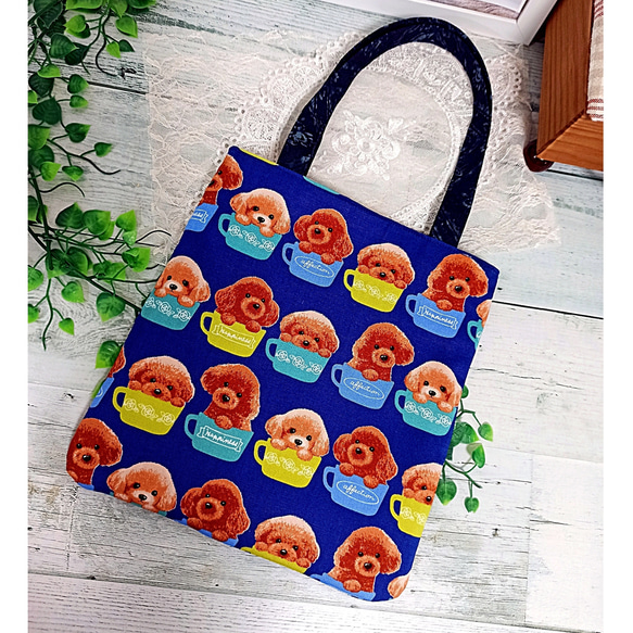 トイプードル  レース パッチワーク ミニトートバッグ♡ 5枚目の画像