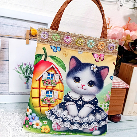 バッグインミニトート ハチワレおしゃれ猫ちゃん♡ 4枚目の画像