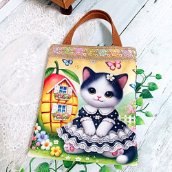 バッグインミニトート ハチワレおしゃれ猫ちゃん♡ 1枚目の画像