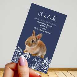 【受注後制作】フォント・背景色を選べる ペット名刺 『両面版』 50枚 ホワイトラインフラワー 4枚目の画像