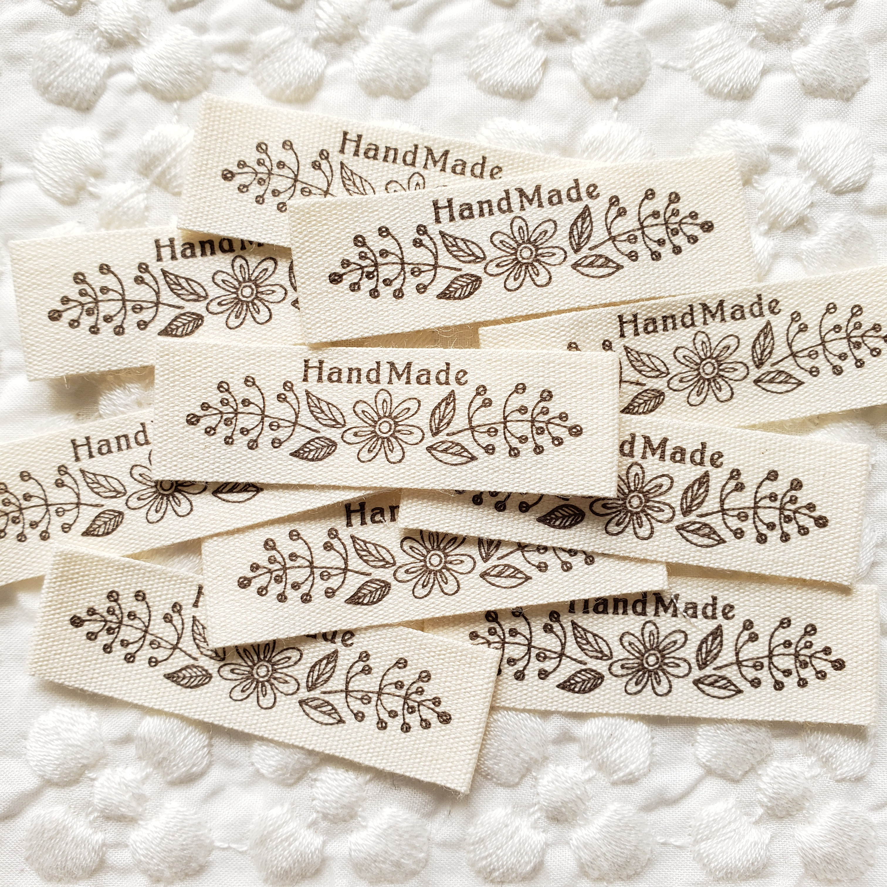 ■floowオーダーページ■　ハンドメイド 布タグ タグ プリントタグ ハンドメイド フラワー お花 横長 10枚