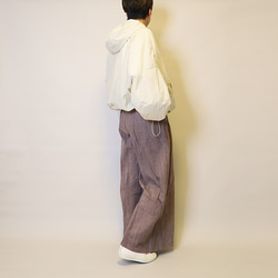 【夏新作】涼しげ♪絞り染めリネン100総ゴム仕立てタックワイドパンツ25024PPF 16枚目の画像