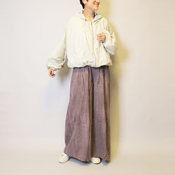 【夏新作】涼しげ♪絞り染めリネン100総ゴム仕立てタックワイドパンツ25024PPF 15枚目の画像