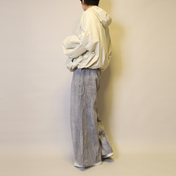 【夏新作】涼しげ♪絞り染めリネン100総ゴム仕立てタックワイドパンツ25024GLF 15枚目の画像