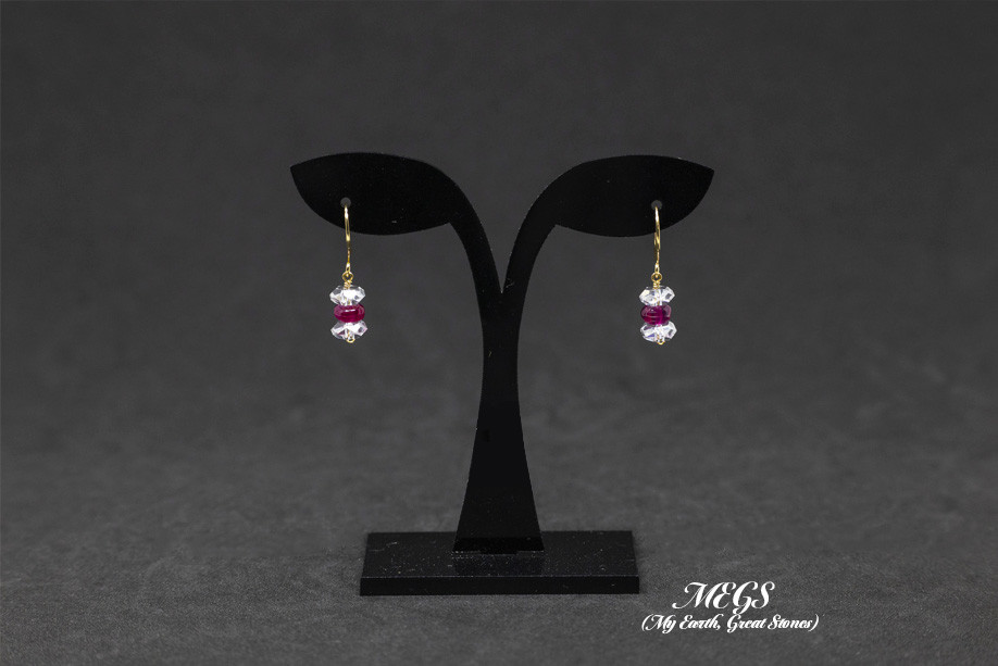 【14kgf】ミャンマー産ルビー×クリスタル ピアス Simple  Series