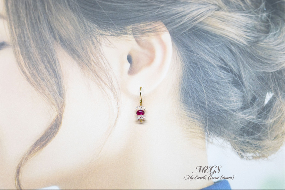 【14kgf】ミャンマー産ルビー×クリスタル ピアス Simple  Series