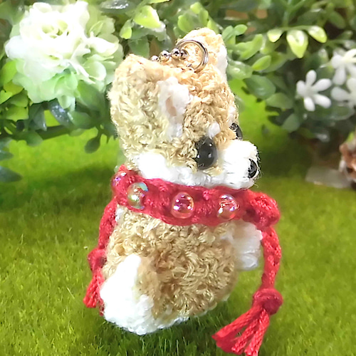 ふわもこ刺繍のチワワ(フォーン・スムースコート) マスコット NO.01