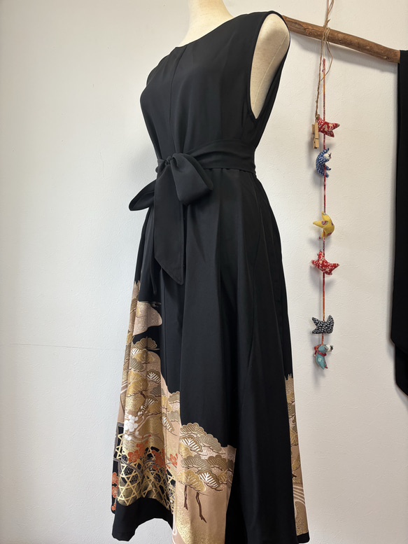 留袖リメイクワンピース　着物リメイクワンピース 1枚目の画像