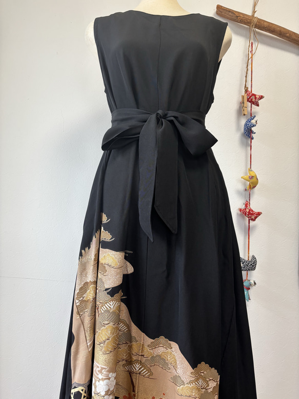 留袖リメイクワンピース　着物リメイクワンピース 3枚目の画像