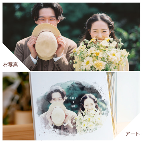 ＼結婚式の思い出にぴったり／ ふんわり水彩風のウェディング似顔絵【フレーム付き】 ウェルカムボード】水彩風 結婚式 キャンバス ウェルカム