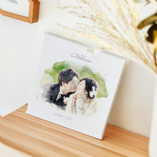 ＼結婚式の思い出にぴったり／ ふんわり水彩風のウェディング似顔絵【フレーム付き】 ウェルカムボード】水彩風 結婚式 キャンバス ウェルカム