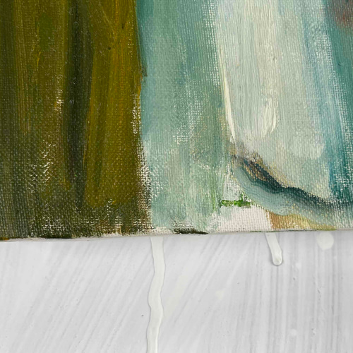 油絵　「5月のガーデン」F12号　 真作 カーテン 333×333mm (F4) Oil on canvas 2020 この絵はずっと