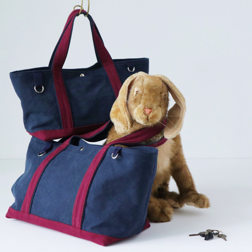 canvas tote bag (navy & bordeaux)