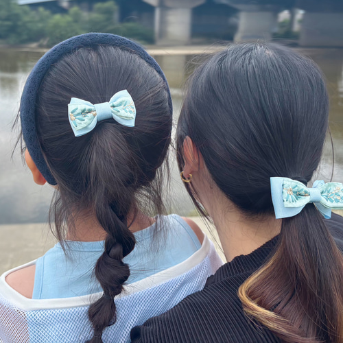 送料無料】親子お揃いインド刺繍リボンヘアゴム3点セット ヘアゴム