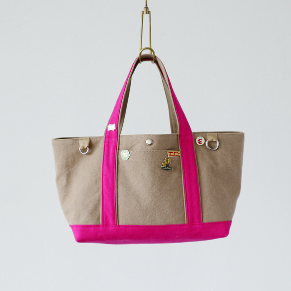 canvas tote bag (mushroom & pink) 2枚目の画像