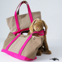 canvas tote bag (mushroom & pink) 1枚目の画像