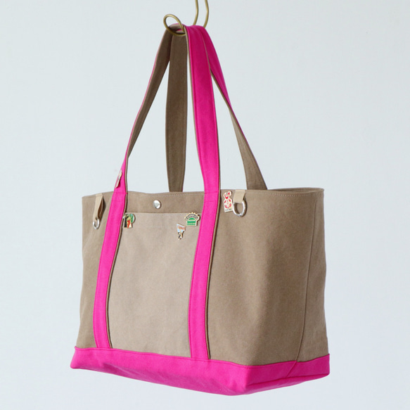 canvas tote bag (mushroom & pink) 6枚目の画像