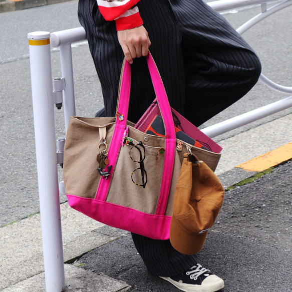 canvas tote bag (mushroom & pink) 9枚目の画像
