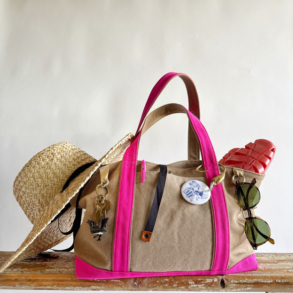 canvas tote bag (mushroom & pink) 15枚目の画像