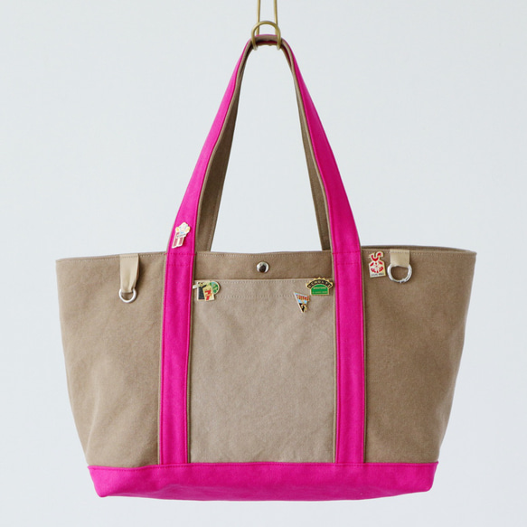 canvas tote bag (mushroom & pink) 5枚目の画像