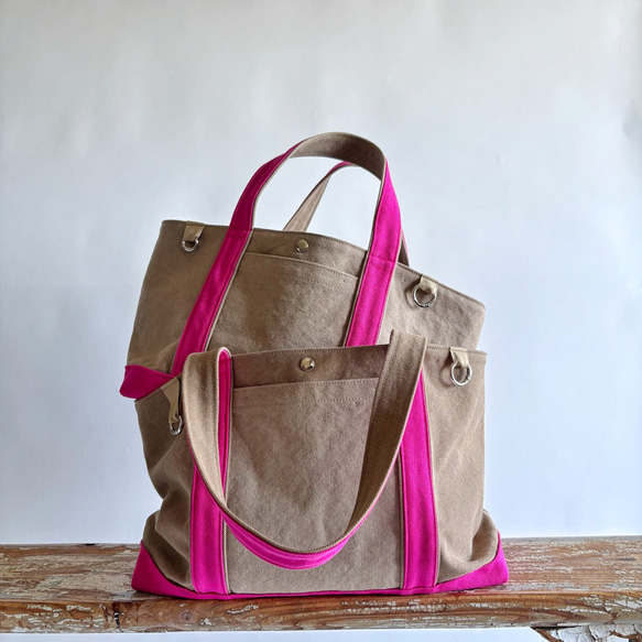 canvas tote bag (mushroom & pink) 18枚目の画像
